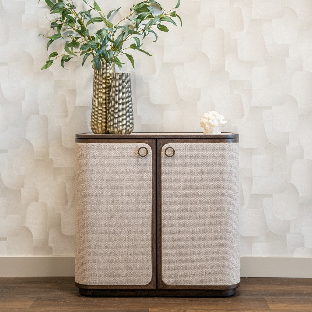 Willox Brown Oak & Beige Linen 2-doors Sideboard by Richmond Interiors