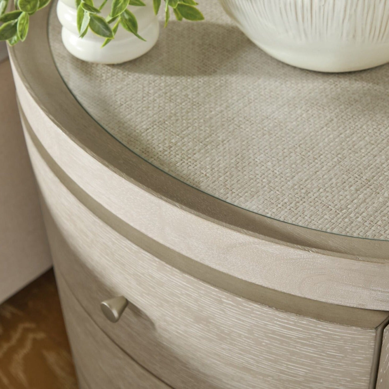 Coastal Breeze 3 Drawer Oval Bedside Table by Hooker