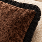 Curtain Call Chocolate Chenille & Black Fringe Cushion 45 cm Paul Moneypenny