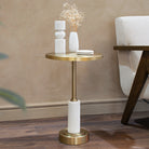 Erdre Gold & White Marble Side Table by RV Astley