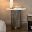 Maigue Brown Wood & Marble Top Dining Table by RV Astley