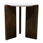Brosna Brown Wood & White Marble Top Side Table by RV Astley