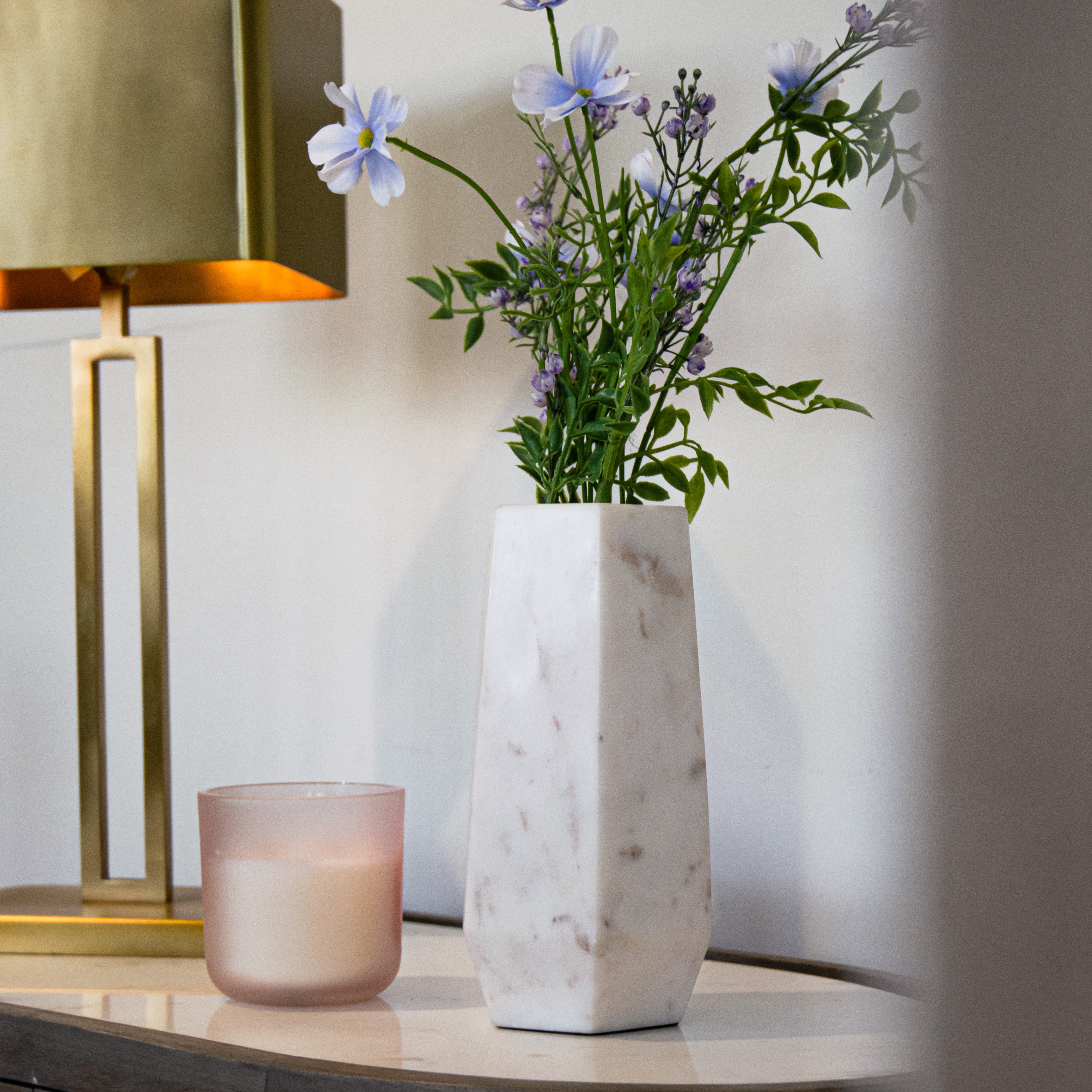 Alora Small White Marble Vase - 23cm by RV Astley