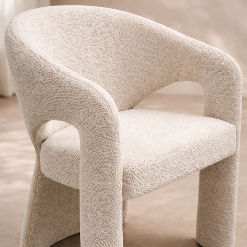 Jaxon White Boucle Dining Chair by Tommy Franks