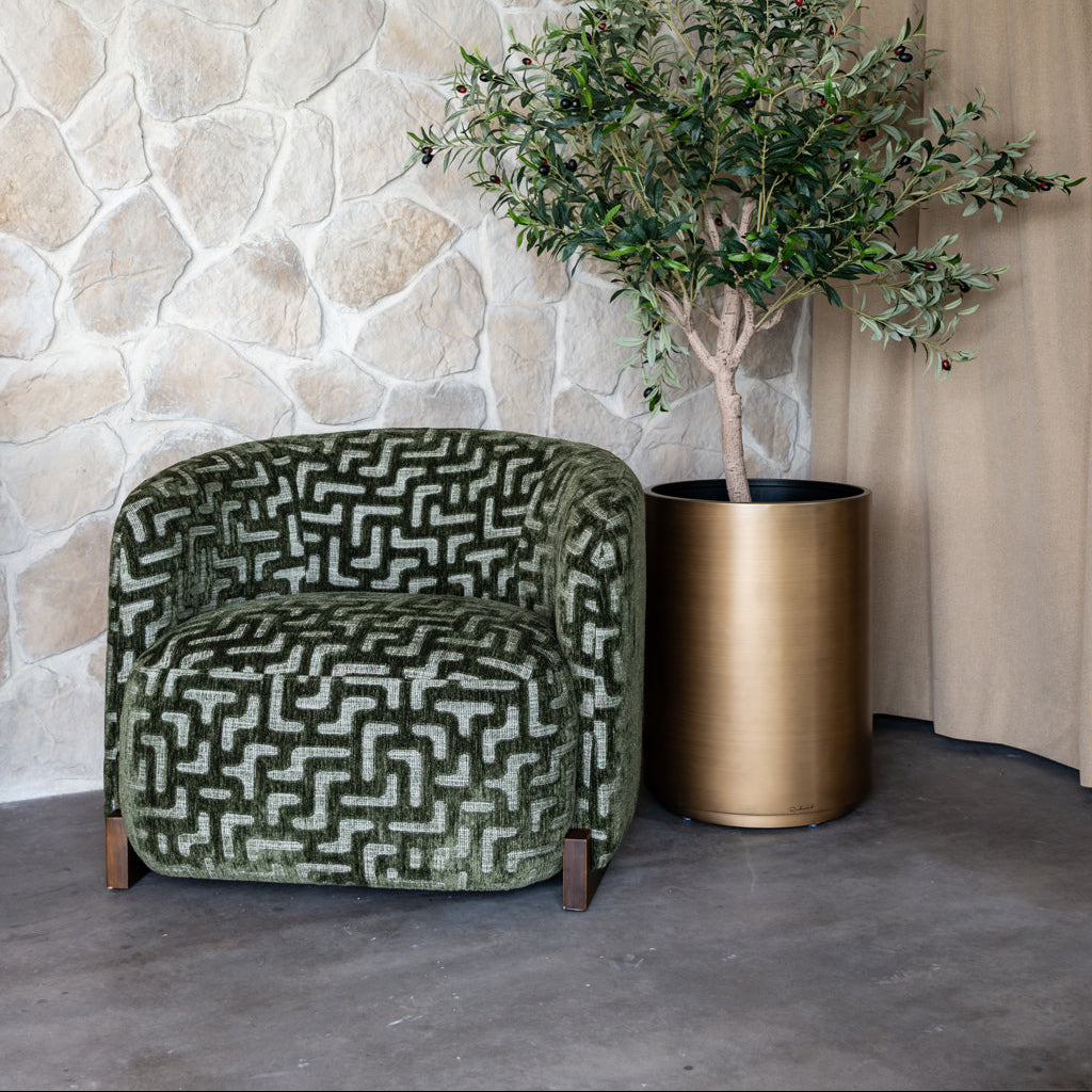 Hannah Moss Green Labyrinth Fabric Lounge Chair by Richmond Interiors