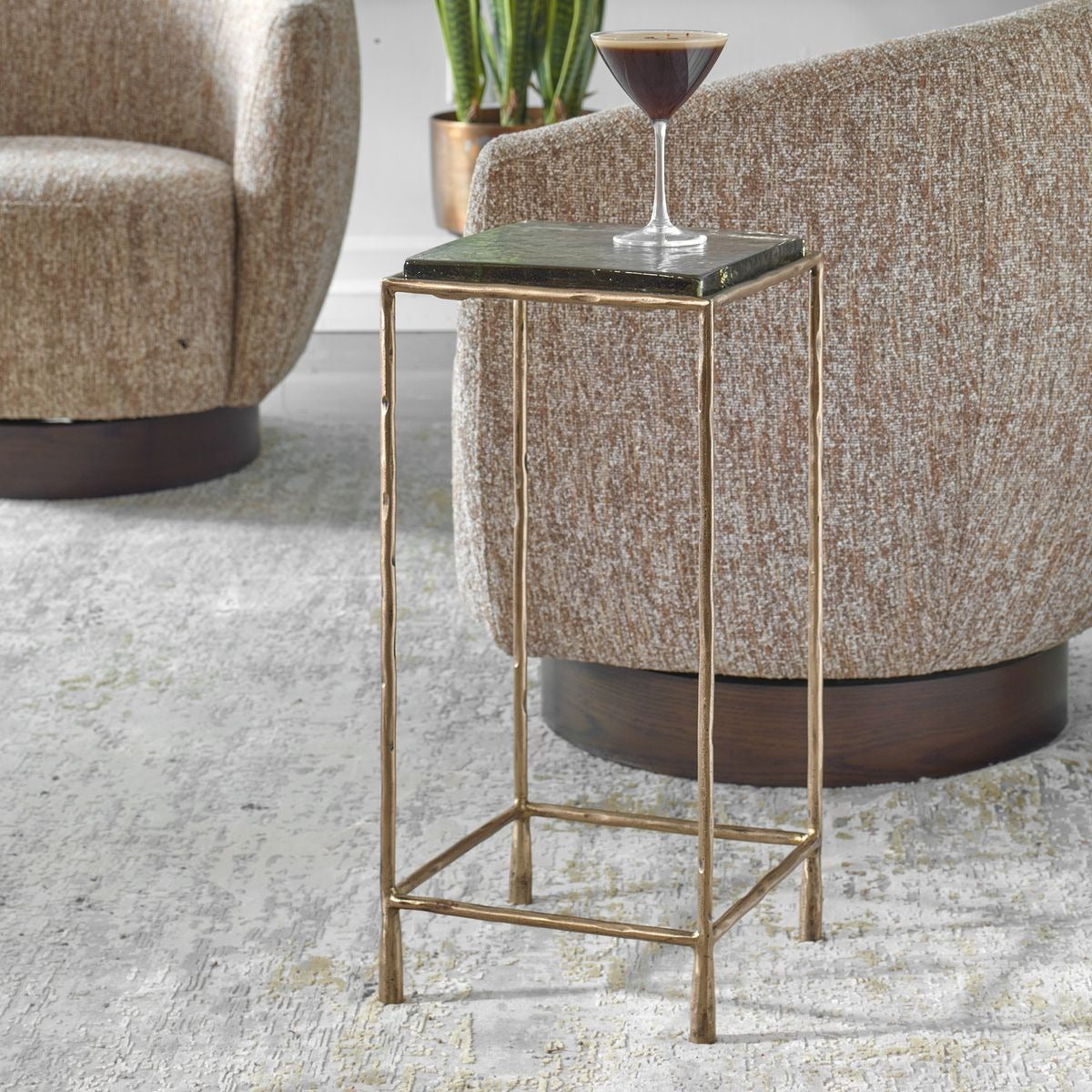 Ovard Antiqued Gold Accent Table by Uttermost