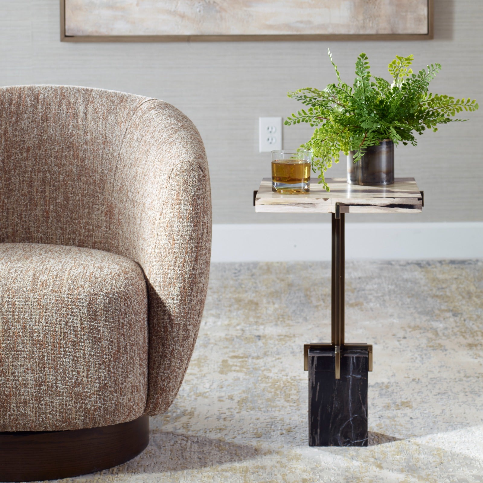Rowman Petrified Wood Accent Table by Uttermost