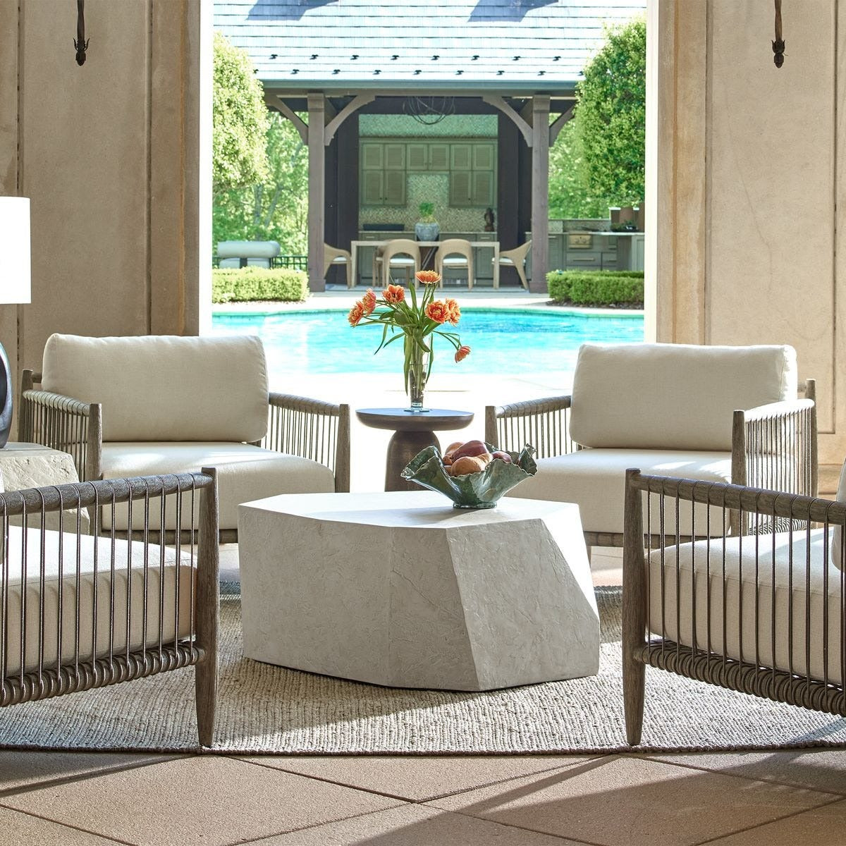 Parra Limestone Outdoor Coffee Table by Uttermost