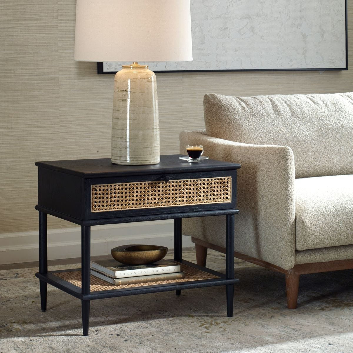 Coast Black Rattan Side Table by Uttermost