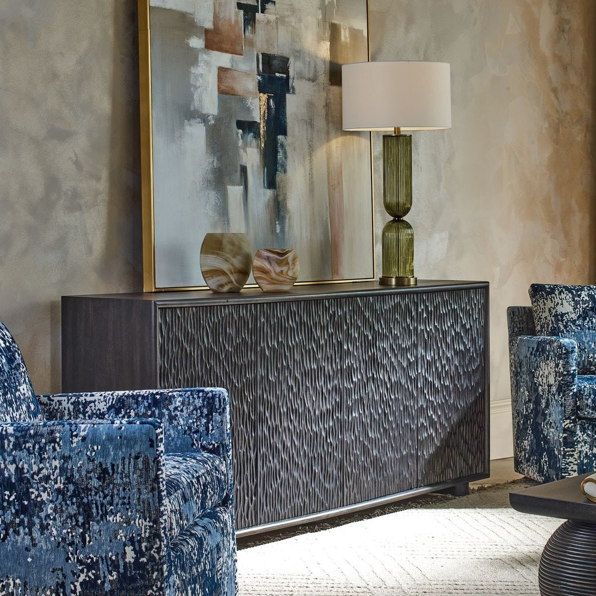 Stevenson Chiseled 4 Door Cabinet by Uttermost