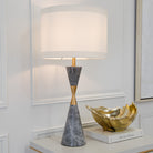 Caius Grey Marble & Antique Brass Table Lamp by RV Astley