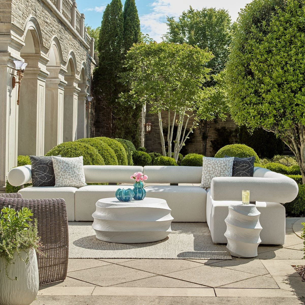Winded Outdoor White Accent Table by Uttermost