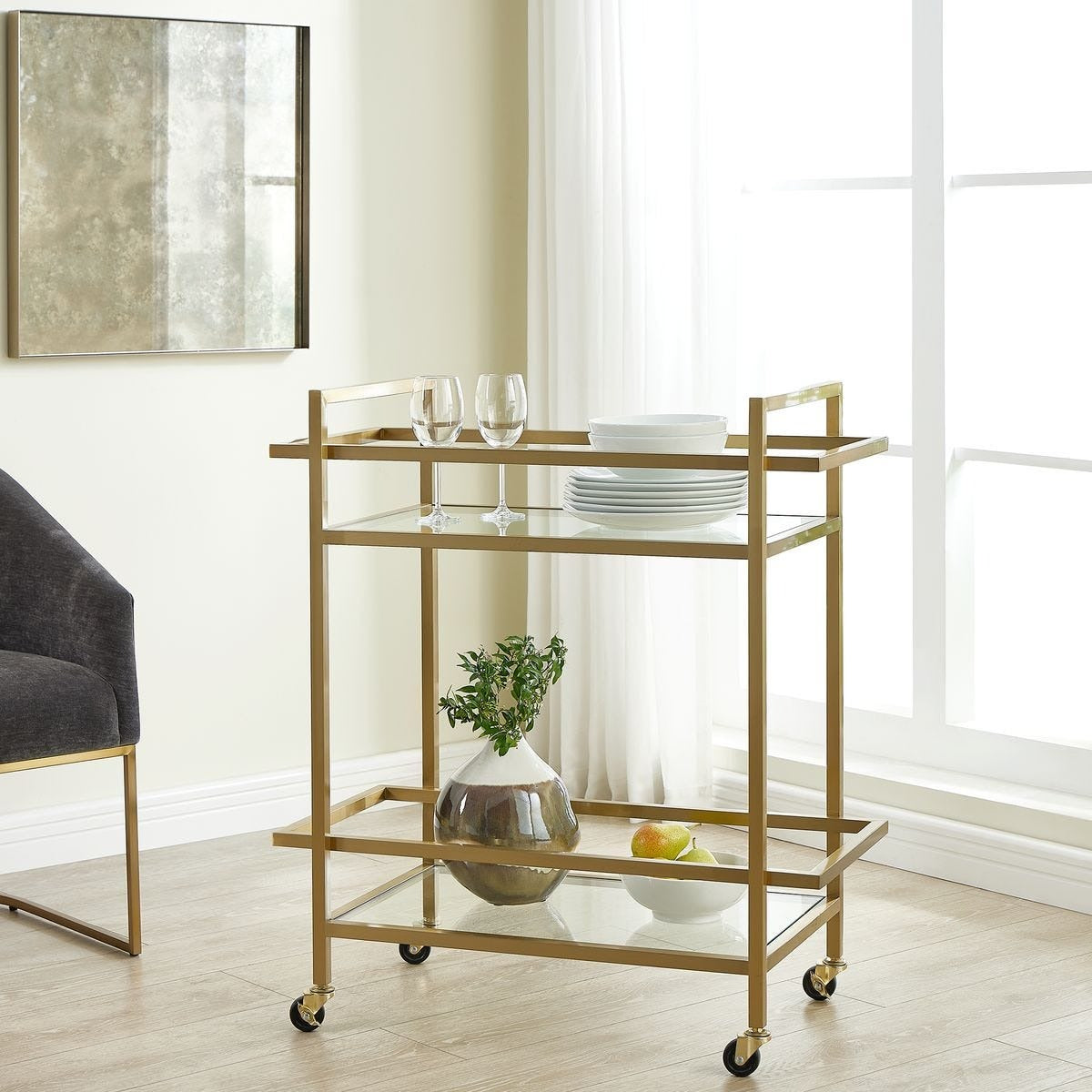 Erena Brass Bar Cart by Uttermost