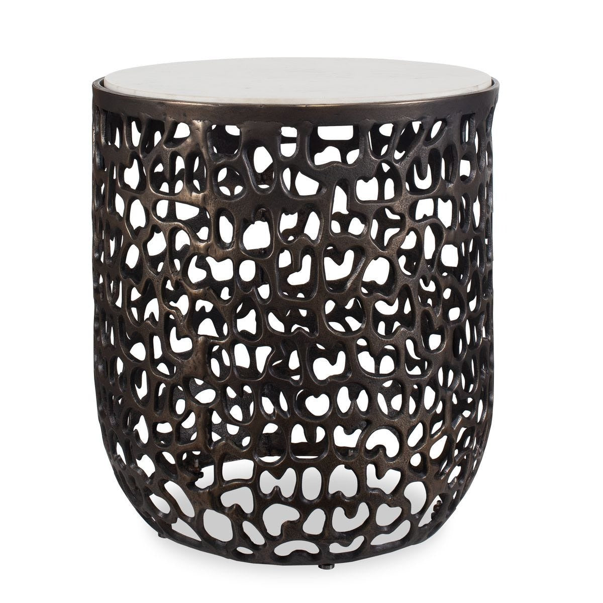 Sabena White Marble Outdoor Side Table by Uttermost