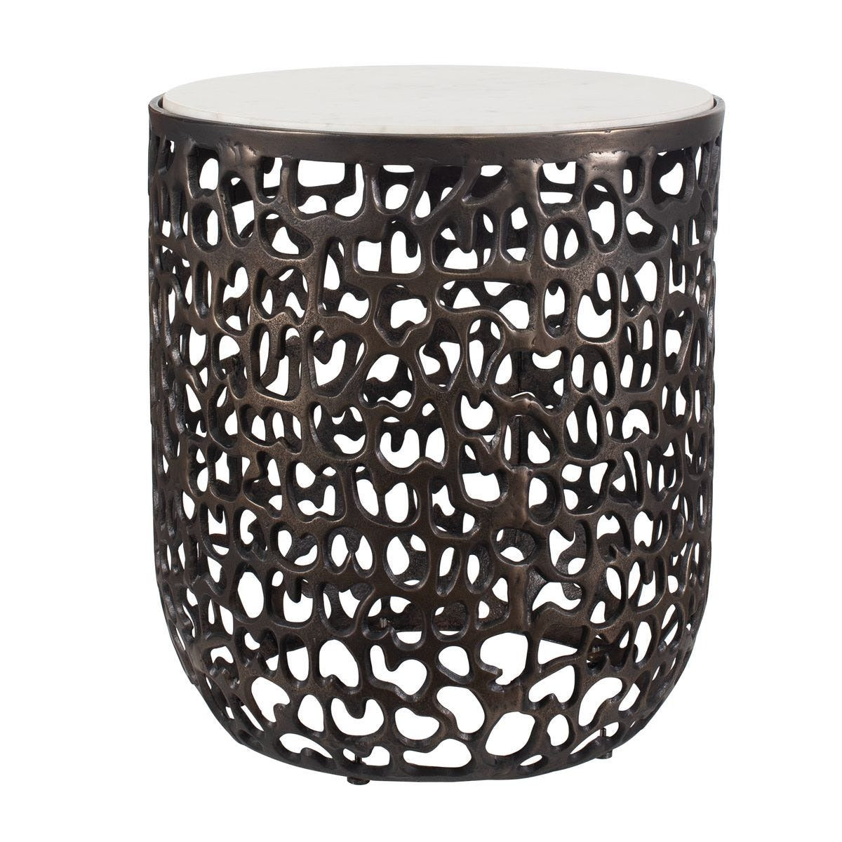 Sabena White Marble Outdoor Side Table by Uttermost