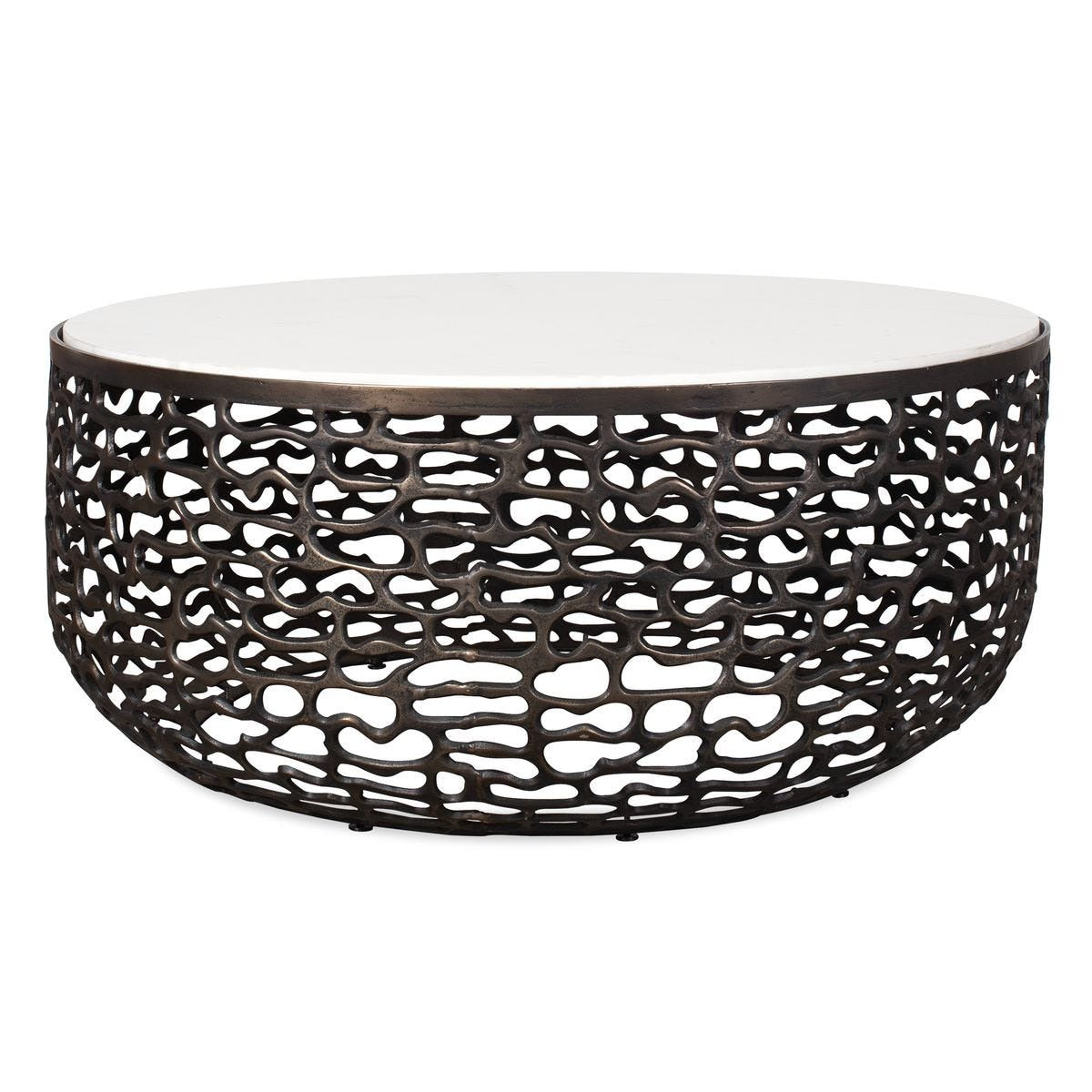Sabena White Marble Outdoor Coffee Table by Uttermost