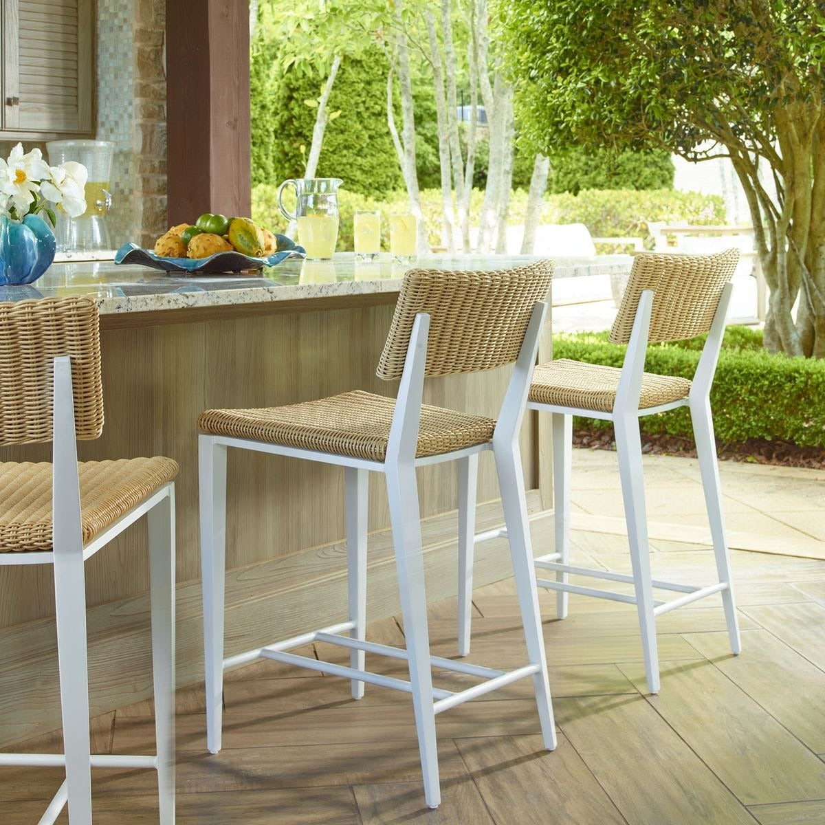 Calbas White Outdoor Bar Stool by Uttermost