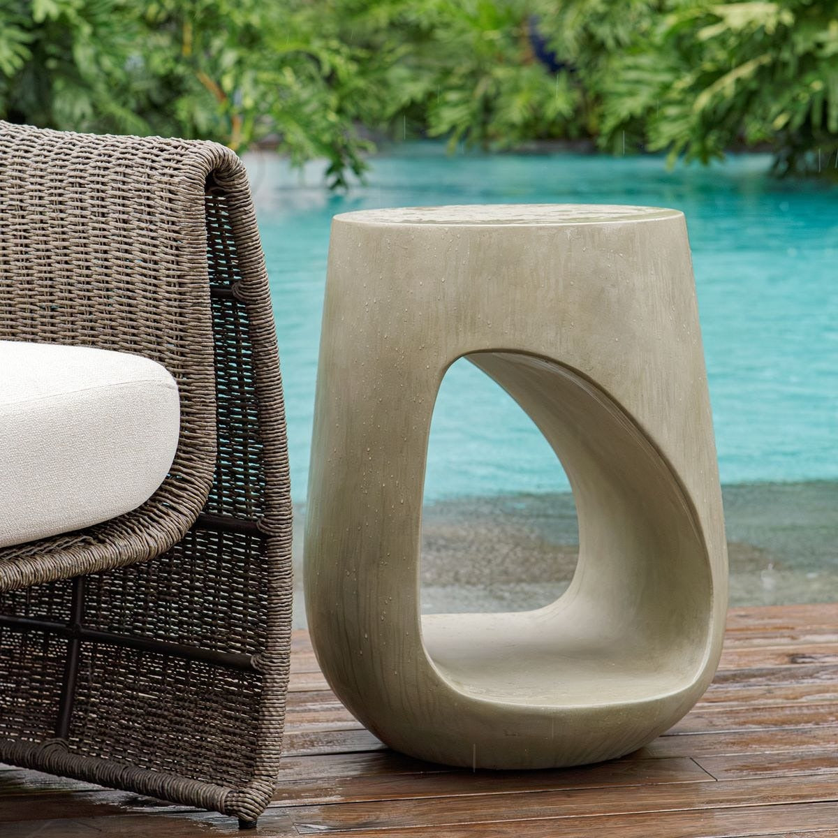 Lithos Indoor/Outdoor Accent Table in Grey by Uttermost