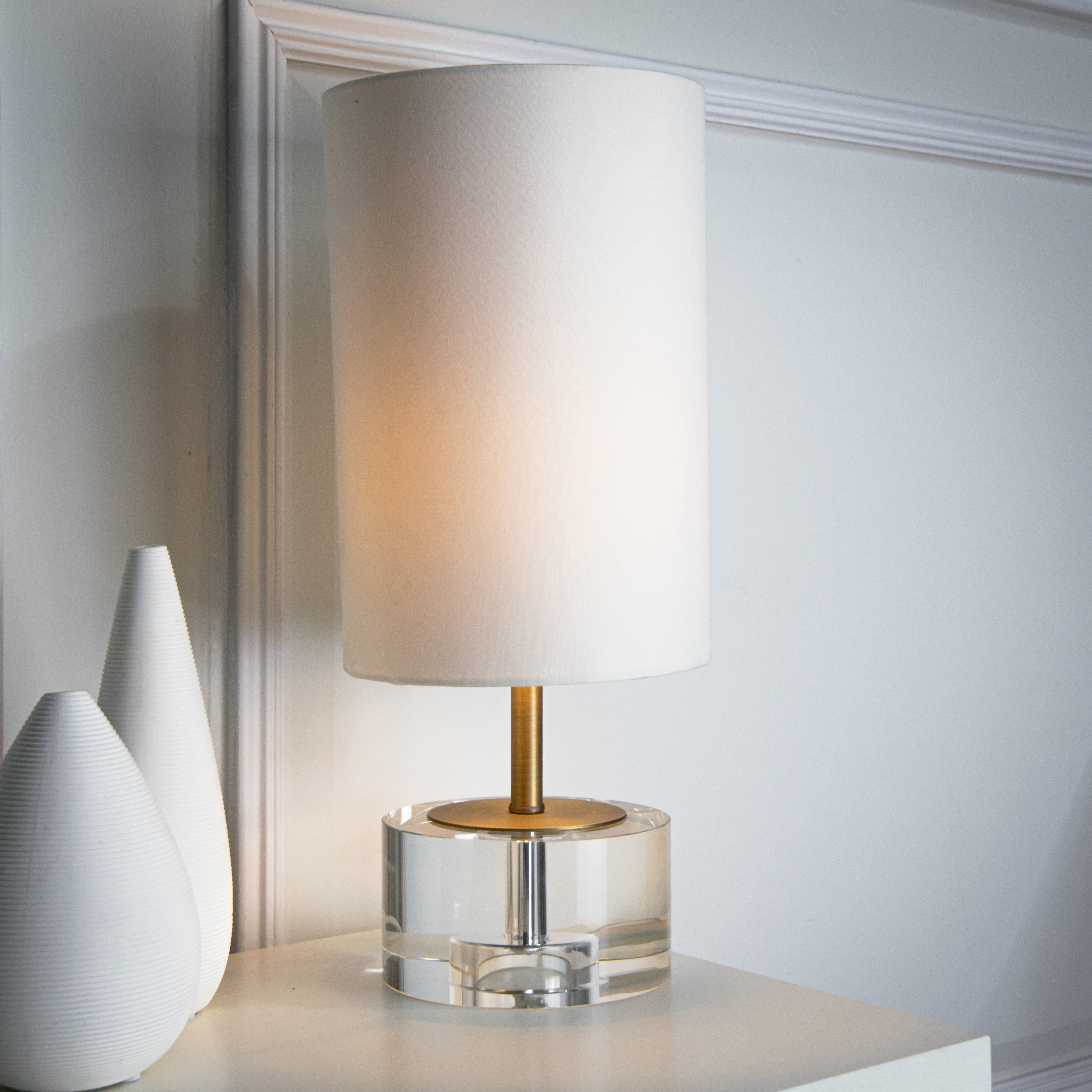 Cavan Crystal & Antique Brass Table Lamp by RV Astley