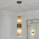 Colmar Antique Brass Pendant Light With Clear Glass Rods by RV Astley