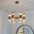 Colmar Antique Brass Chandelier with Glass Shades by RV Astley