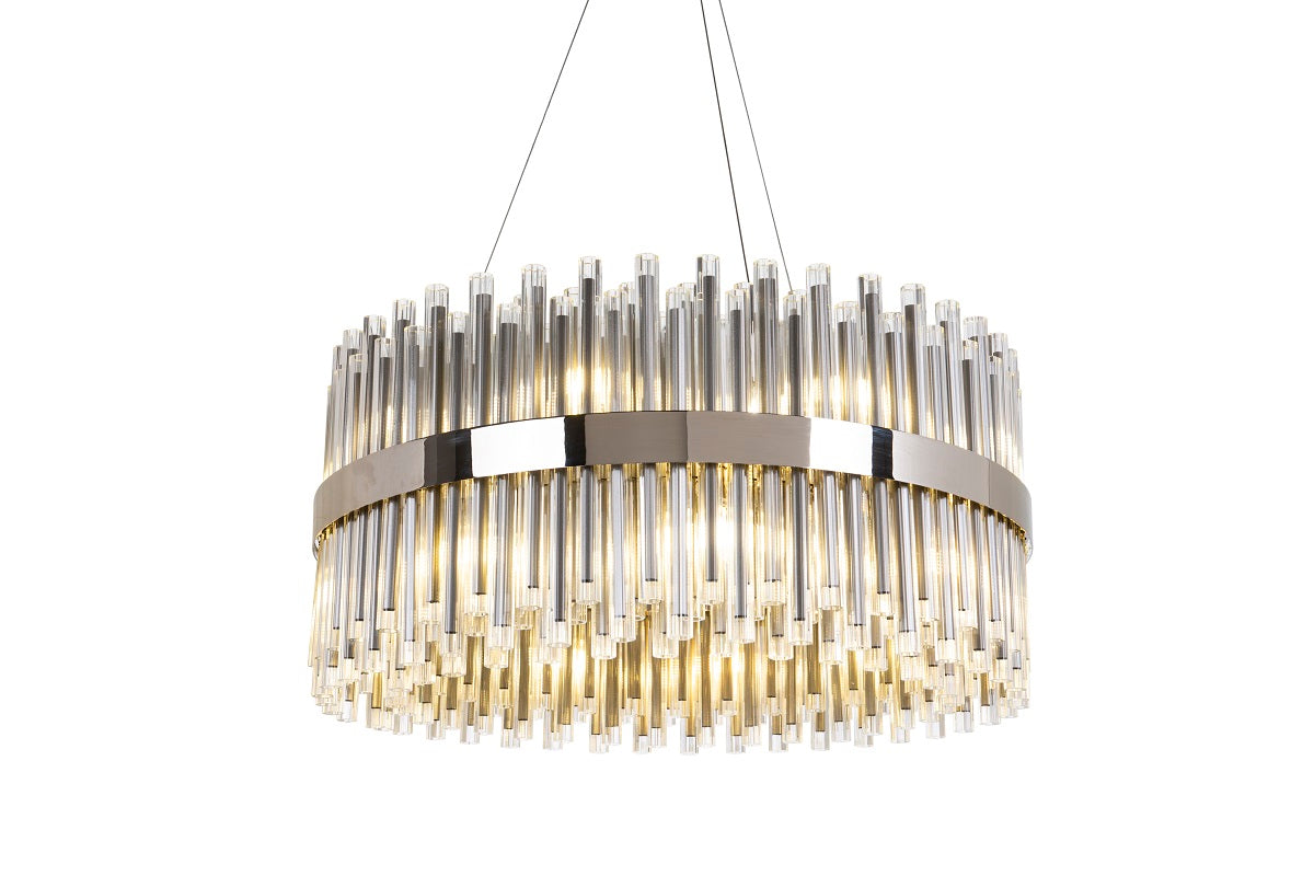 Colmar Polished Nickel & Glass Tube Pendant Ceiling Light - 80cm by RV Astley