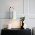 Tide Antique Brass & White Marble Table Lamp by RV Astley