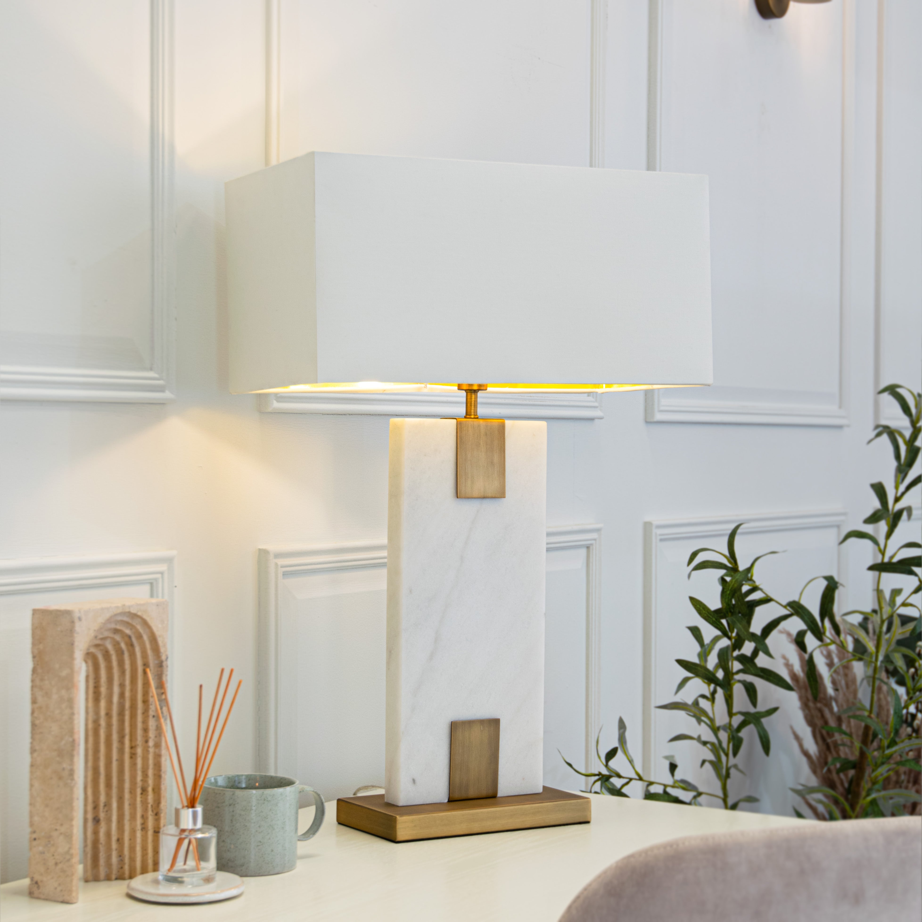 Nahanni White Marble Table Lamp by RV Astley