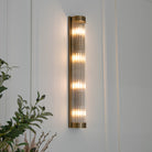 Nasir Antique Brass & Glass Rods Long Wall Light by RV Astley