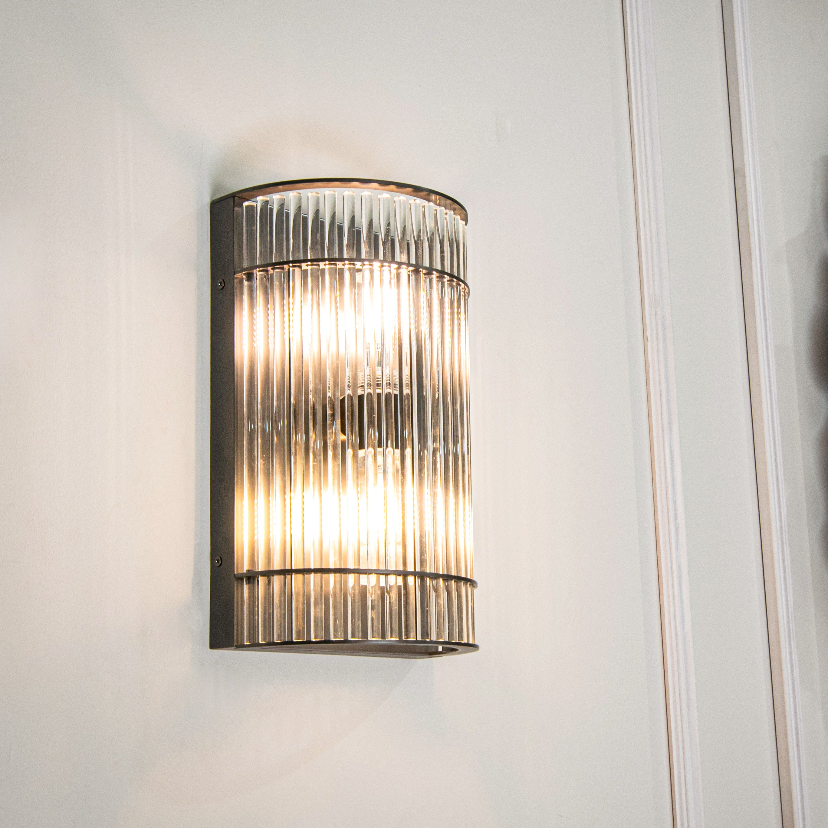 Macy Gunmetal & Glass Bathroom Wall Light (IP65) by RV Astley