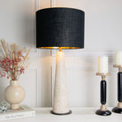 Selma Travertine & Linen Table Lamp by RV Astley