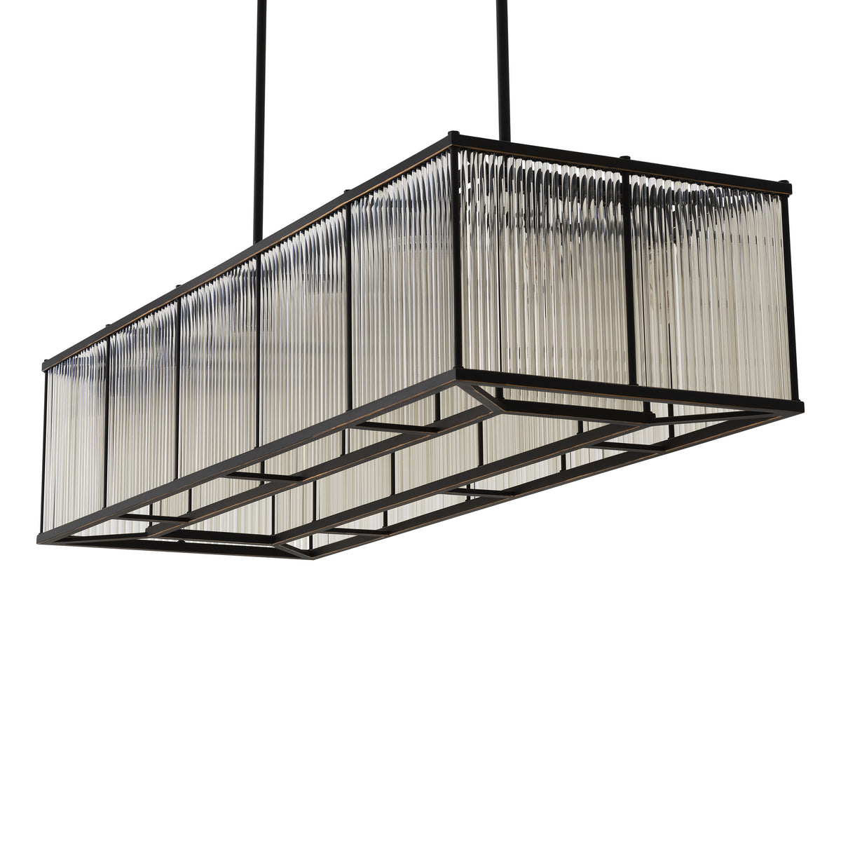 Chandelier Bernardi Rectangular Bronze Highlight Finish Eichholtz