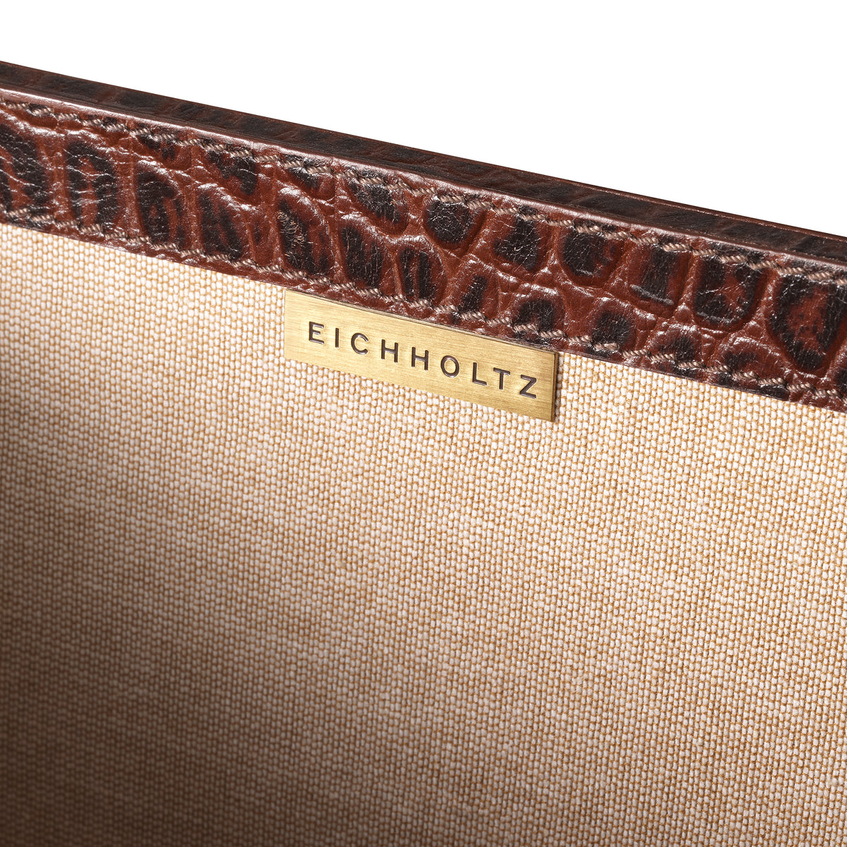 Desk Set Scaleo Croco Embossed Antique Brown Leather Set Of 3 Eichholtz