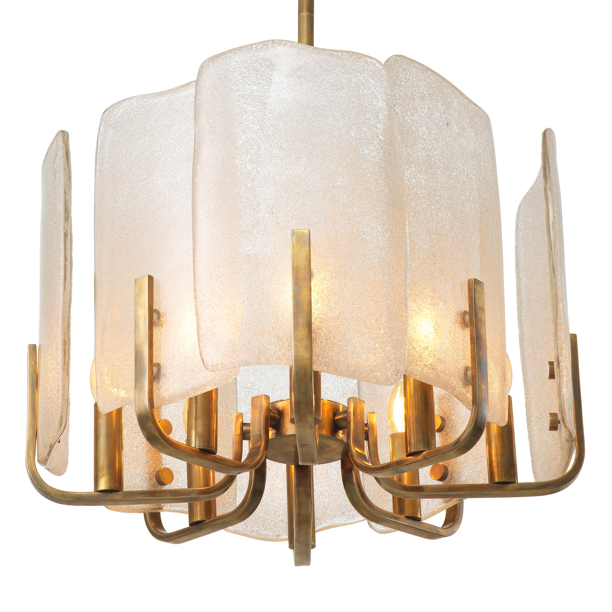 Chandelier Serrano Vintage Brass Finish Handmade Glass Eichholtz
