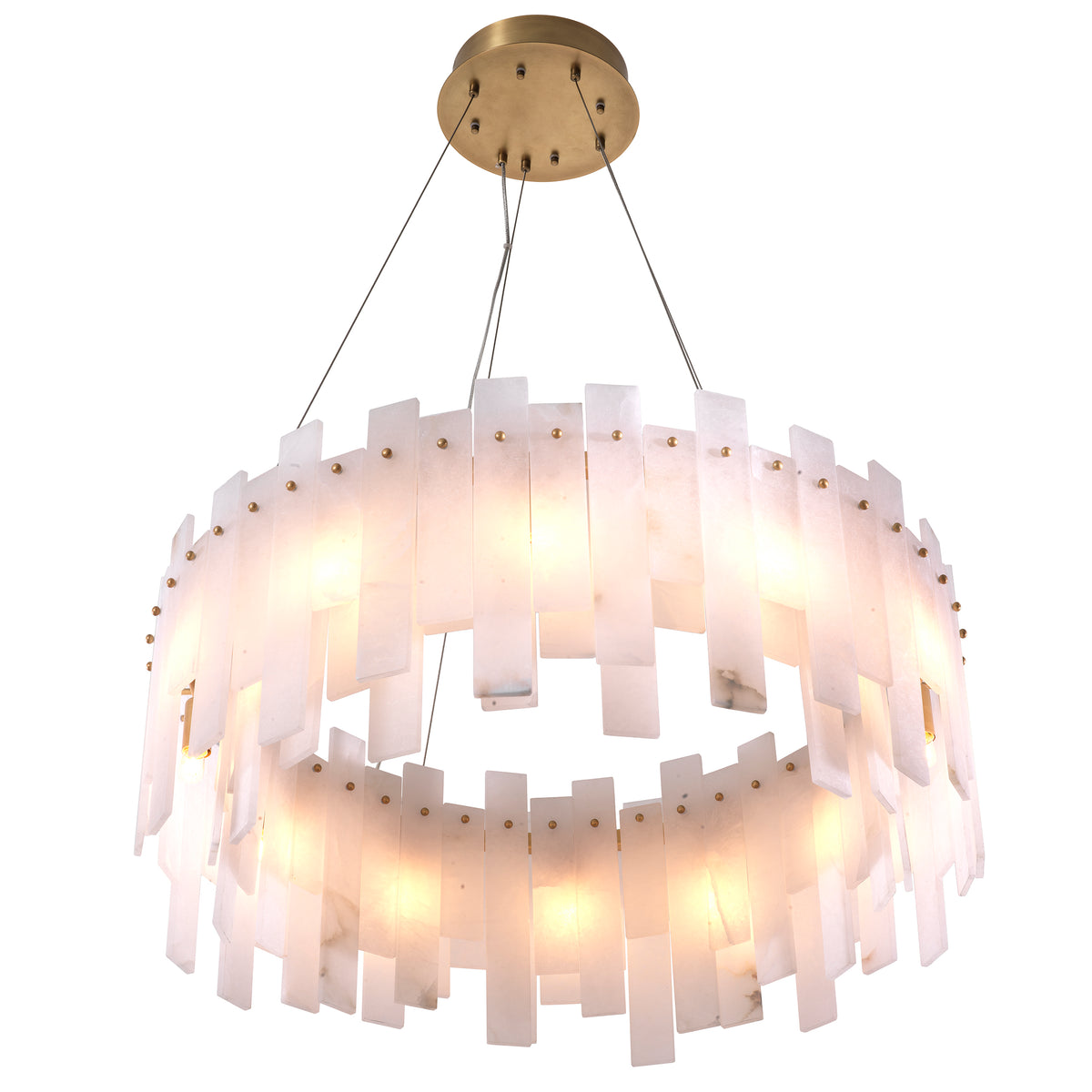Chandelier Pizzorni Antique Brass Finish Alabaster Eichholtz