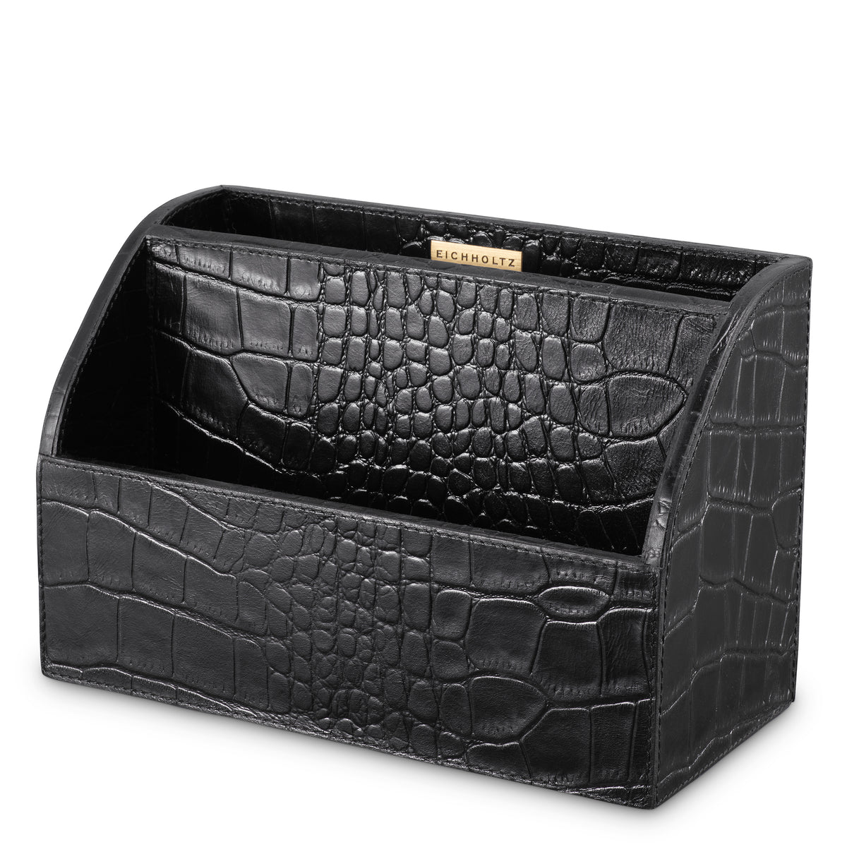 Desk Set Scaleo Croco Embossed Black Leather Set Of 3 Eichholtz