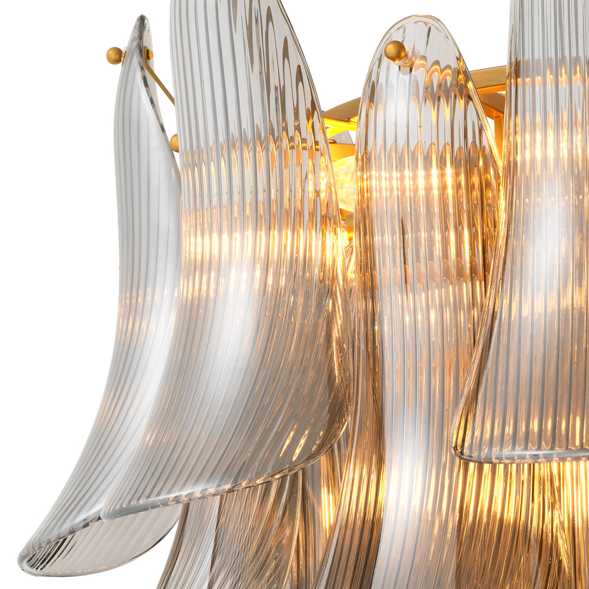 Chandelier Amun Brushed Brass Finish Smoke Glass Eichholtz
