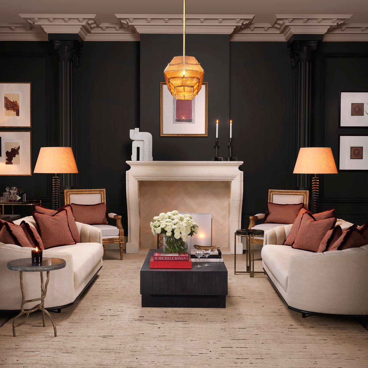 Floor Lamp Callao Piano Black Finish Incl Shade Eichholtz