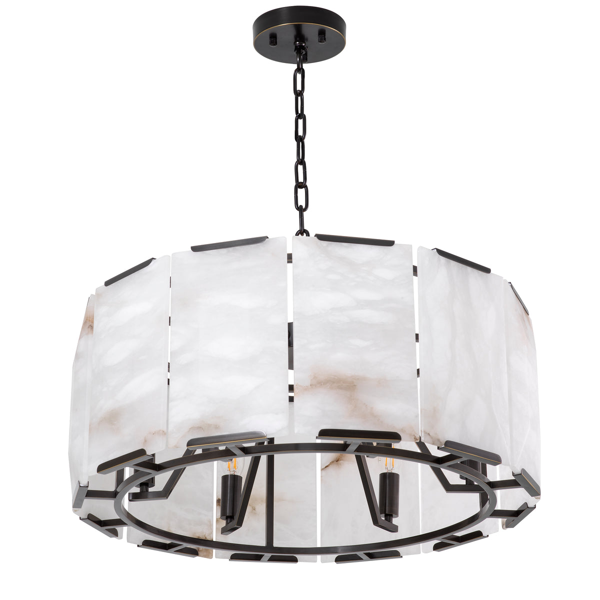 Chandelier Ortiz Bronze Highlight Finish Alabaster Eichholtz