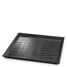 Desk Tray Scaleo Croco Embossed Black Leather Set Of 2 Eichholtz