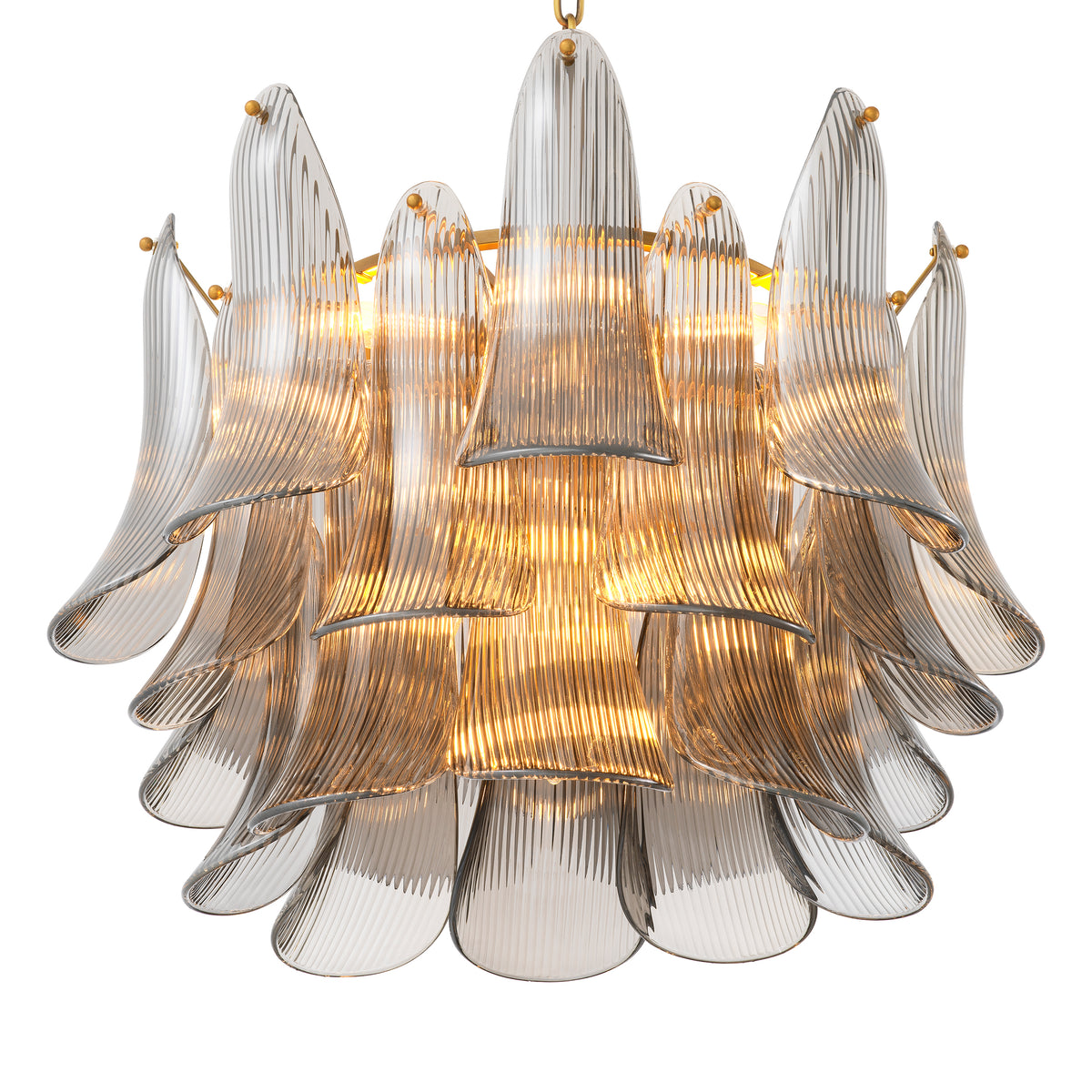 Chandelier Amun Brushed Brass Finish Smoke Glass Eichholtz