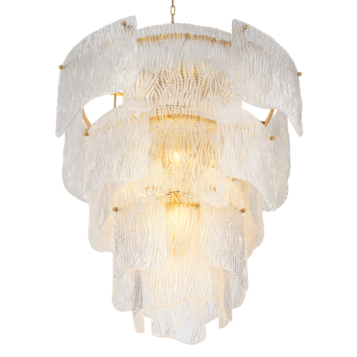 Chandelier Asinara Large Clear Textured Glass Eichholtz