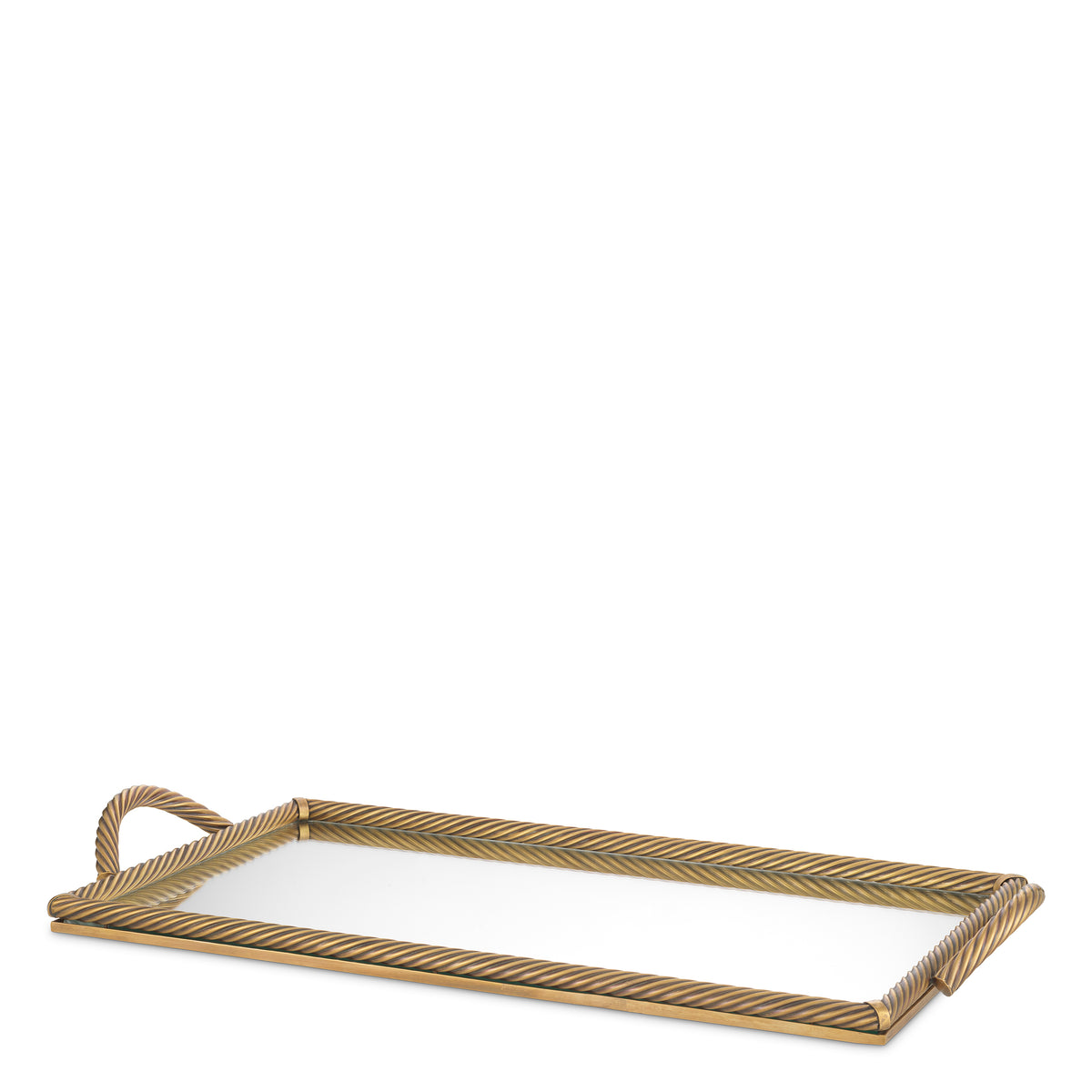 Tray Salvi Rectanguar Large Vintage Brass Finish Eichholtz