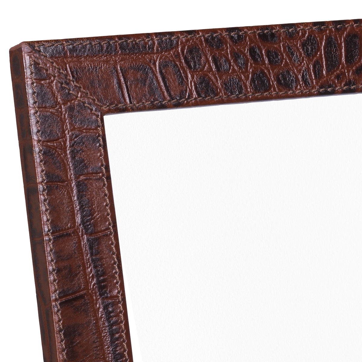 Picture Frame Scaleo Croco Embossed Antique Brown Leather Set Of 2 Eichholtz