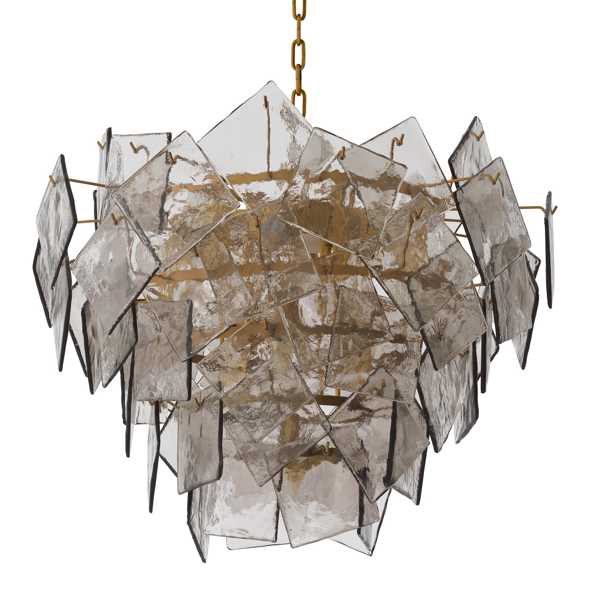 Chandelier Biltmore Antique Brass Finish Light Smoke Glass Eichholtz