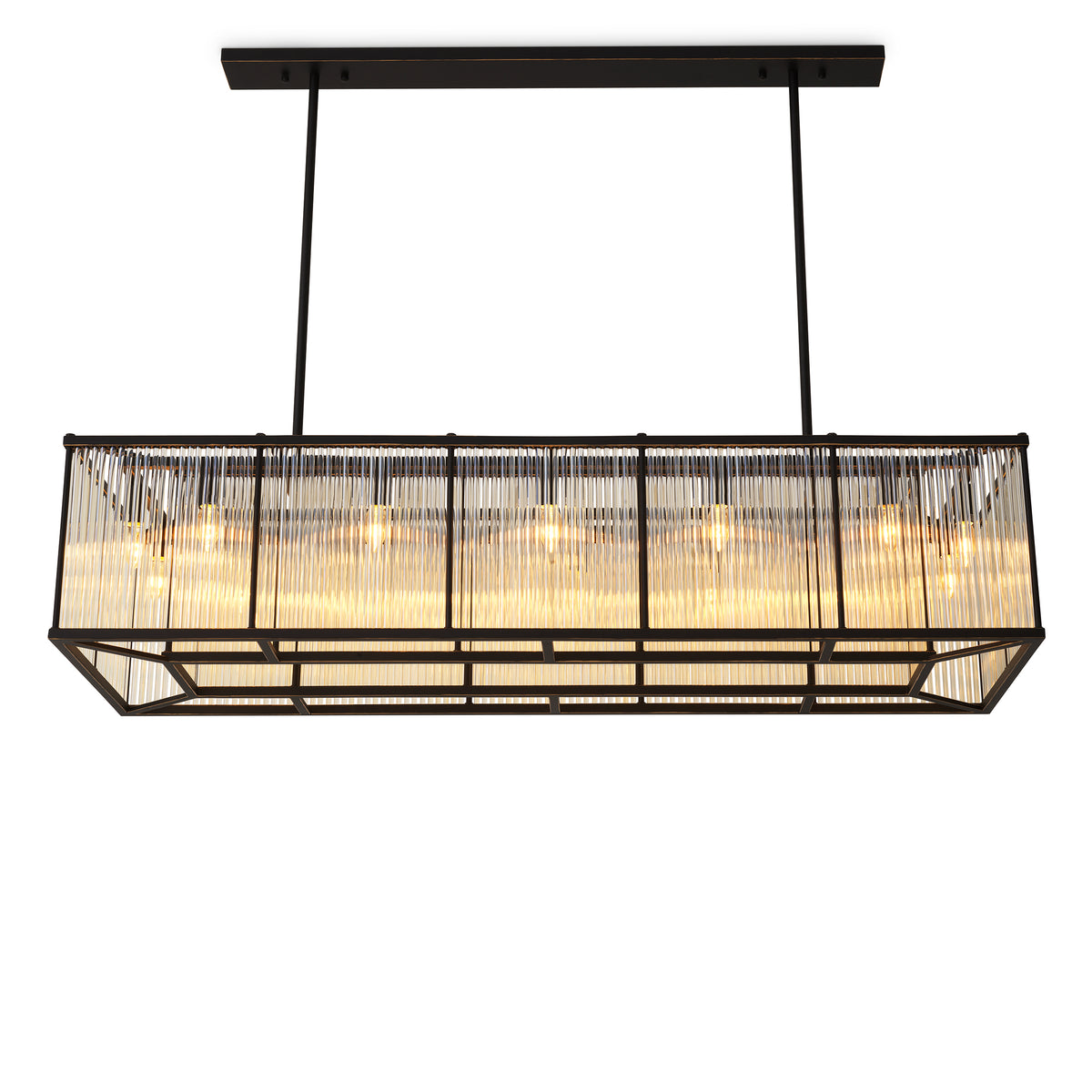 Chandelier Bernardi Rectangular Bronze Highlight Finish Eichholtz