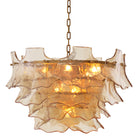 Chandelier Clarendon Antique Brass Finish Champagne Coloured Glass Eichholtz