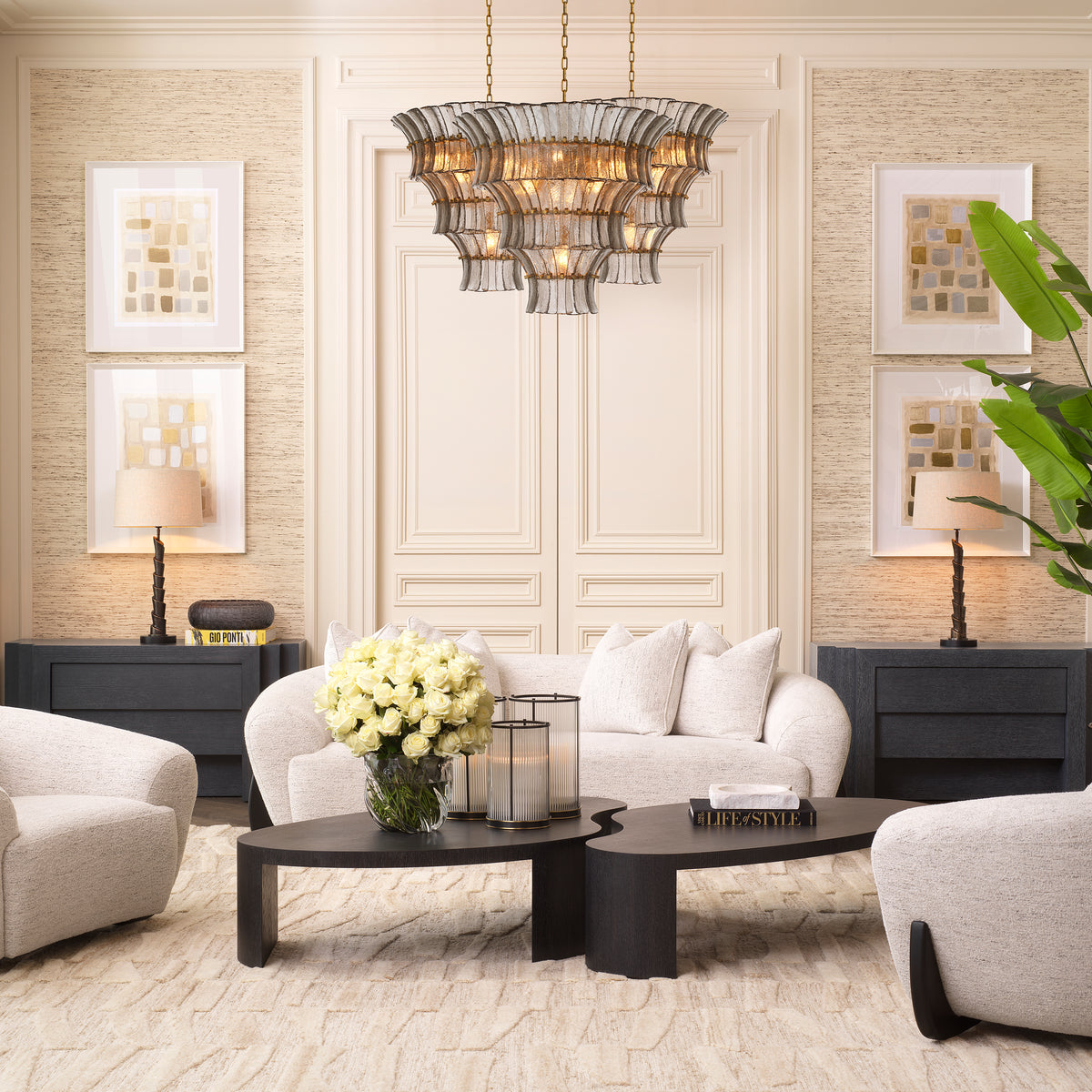 Chandelier Toscano Smoke Glass Eichholtz