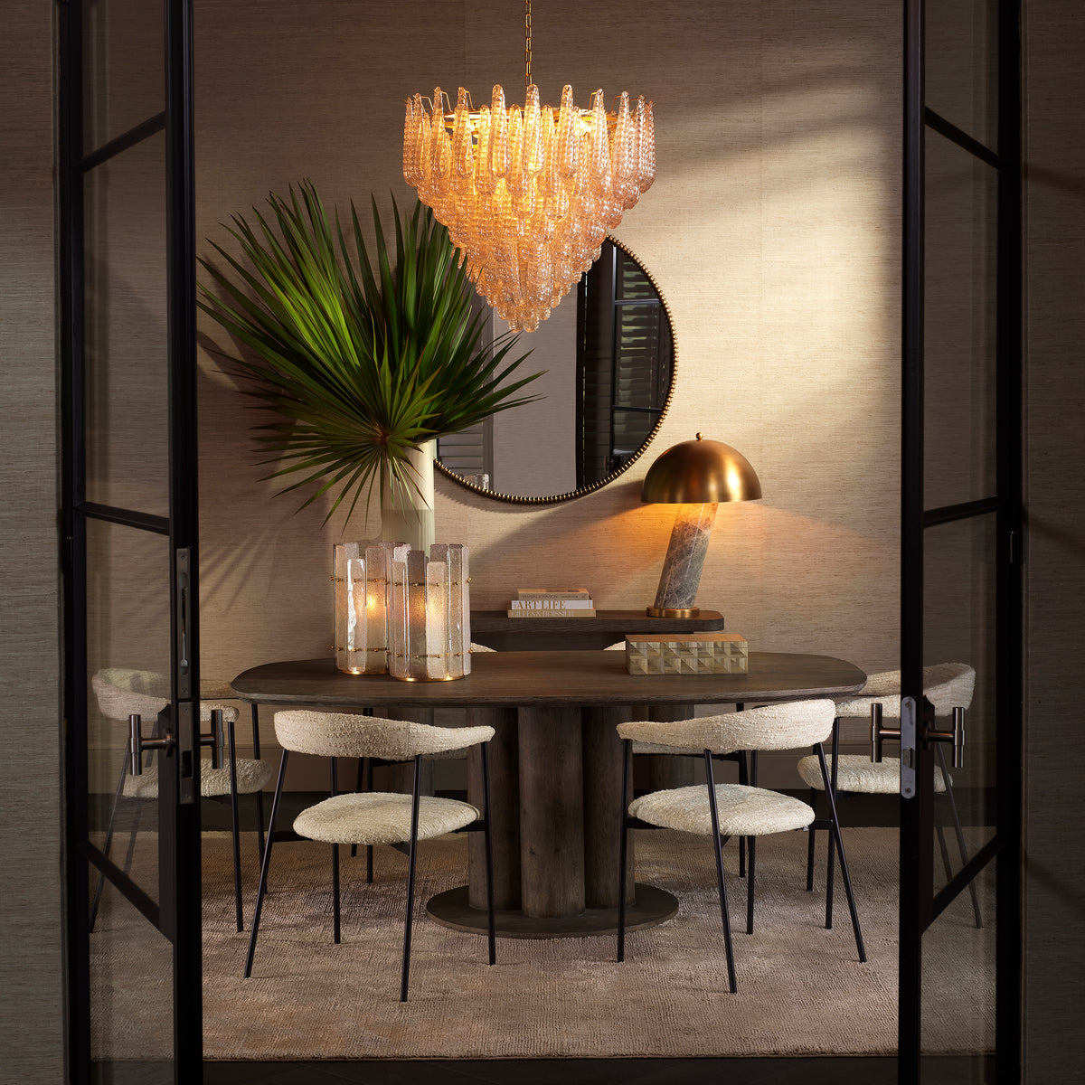 Chandelier Chaves Large Champagne Colored Glass Eichholtz