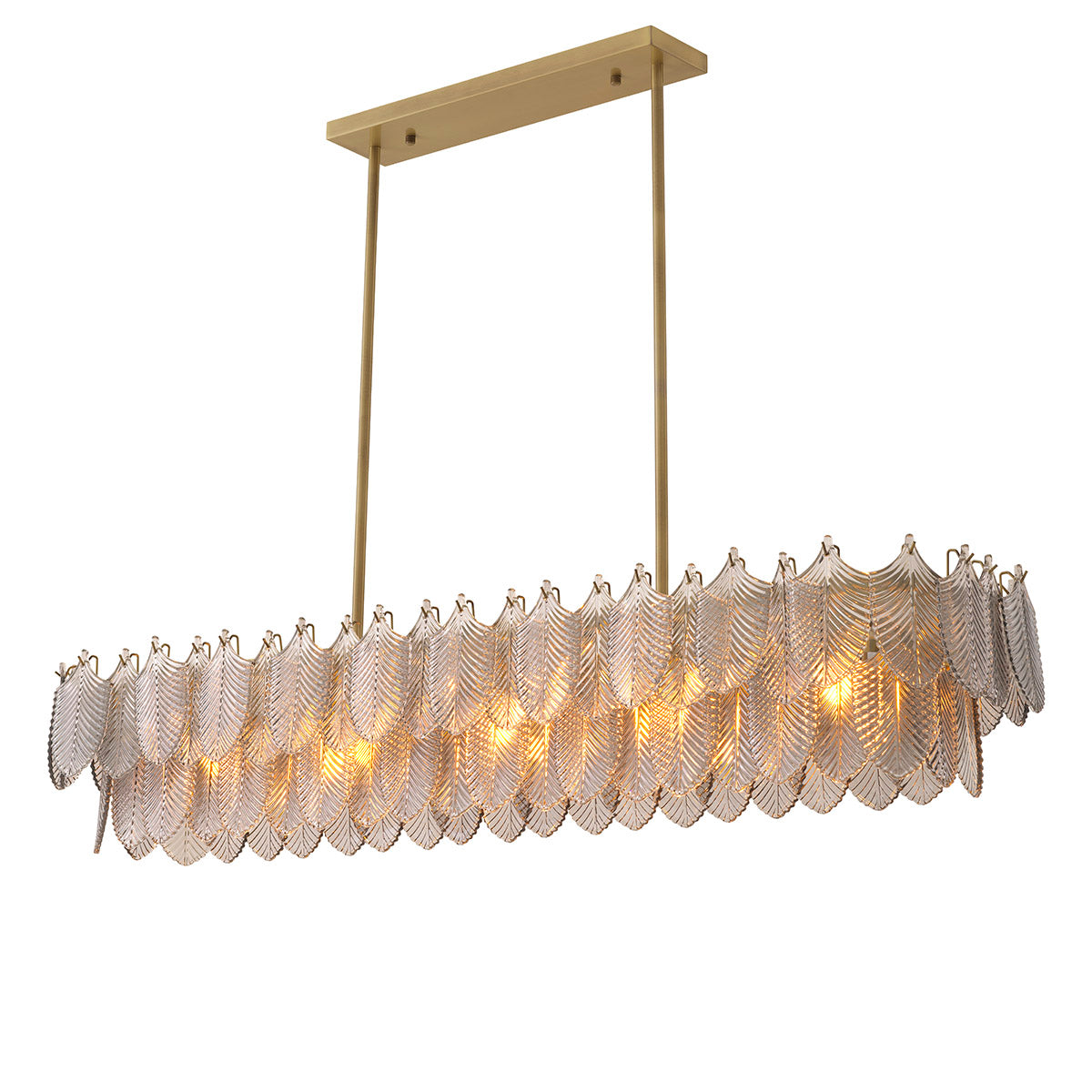 Chandelier Verbier Rectangular Light Brushed Brass Finish Eichholtz